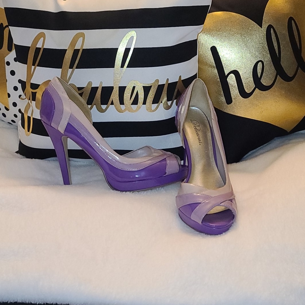 Purple Open Toe Heels